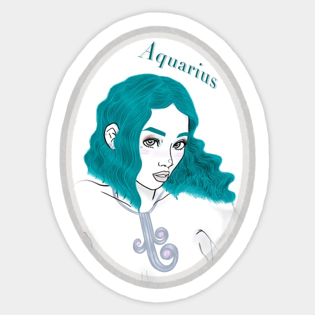 Aquarius Zodiac Sign Art Sticker by carolyvesartwork